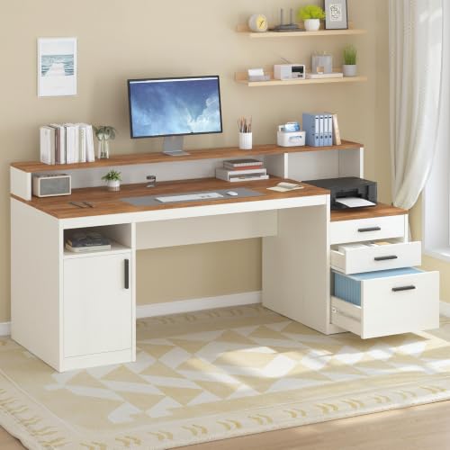 65" Computer Desk with 3 Drawers & Printer Shelf for Home Office, view 4