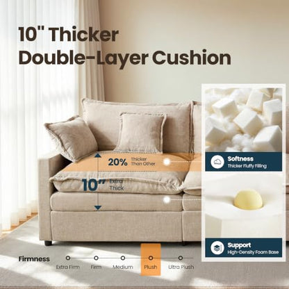 108'' U Shaped Cloud Couch, 3-Seater Sofa with 2 Ottoman, Oatmeal, view 4