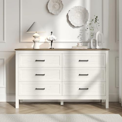 Farmhouse 6 Drawers Dresser for Bedroom, Antique White, view 4