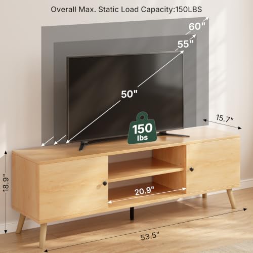 TV Stand for 55 60 inch TV, Modern Mid Century Entertainment Center with Storage, view 4