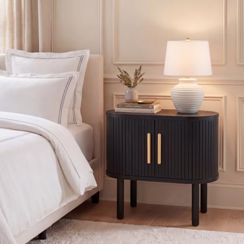 SAFAVIEH Home Collection Tealla Black/Gold 2-Door Tambour Nightstand