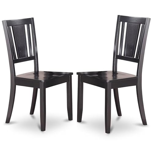 DUC-BLK-LC Dudley Dining Chairs - Faux Leather Upholstered Wood Chairs, Set of 2, Black