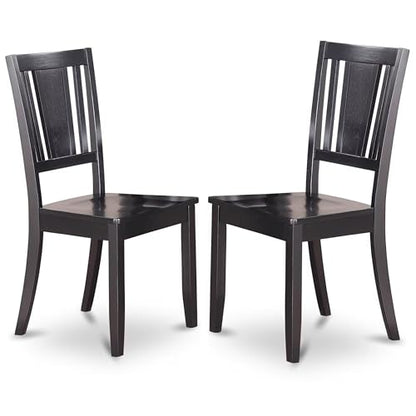 DUC-BLK-LC Dudley Dining Chairs - Faux Leather Upholstered Wood Chairs, Set of 2, Black