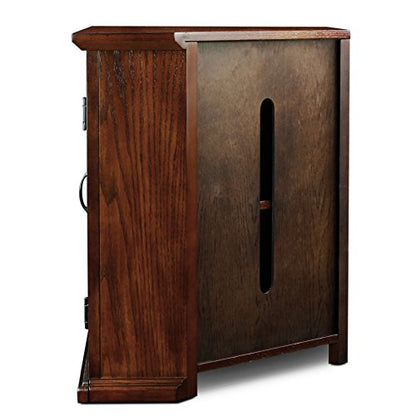 Riley Corner TV Stand 60 in, Burnished Oak, Solid Wood, Beveled Tempered Glass, Blackened Hardware, Adjustable Shelf, Easy Assembly, 56 in L x 20 in W x 25 in H, Item 80386