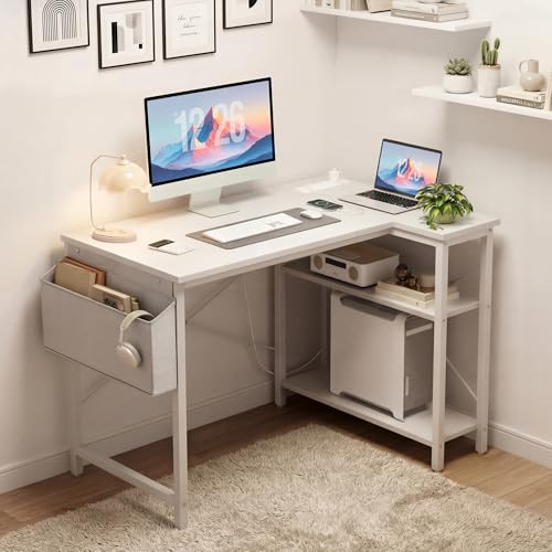 Small Computer Desk with Power Outlets, view 3