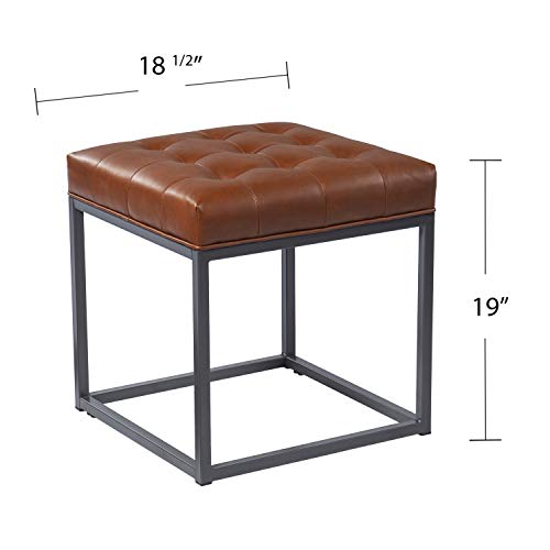 Ciarin Square Upholstered Ottoman, Brown/Grey