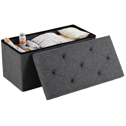 30in Foldable Storage Ottoman Bench, End of Bed Foot Rest Stools Ottoman Storage Chest with Padded Seat for Bedroom, Living Room, Holds up to 660 lb, Modern Grey