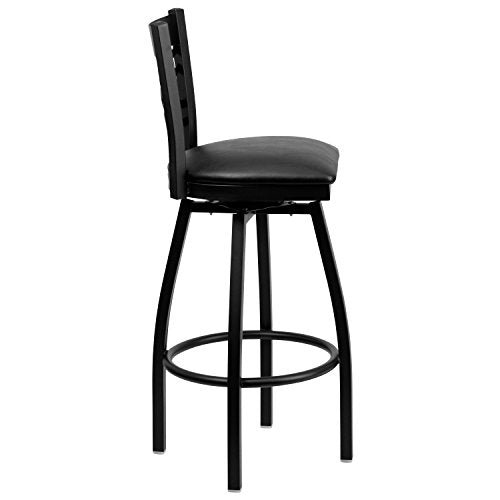 Hercules Series "X" Back Metal Restaurant Barstool, Modern Upholstered Armless Bar Height Chair for Restaurants and Kitchens, Black