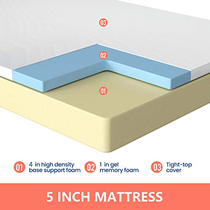 | 5 Inch Full Mattress | Medium Firm | Gel Memory Foam | White, view 4