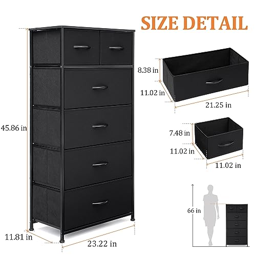 Tall Dresser for Bedroom, Fabric Storage Tower with 6 Drawers, view 4