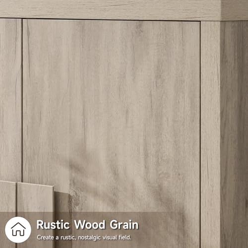 63" Sideboard Buffet Cabinet, Wooden Kitchen Coffee Bar, Light Grey, view 6