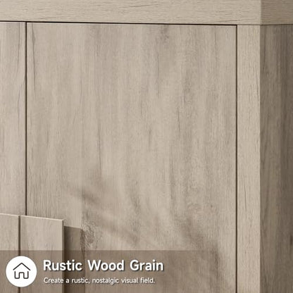 63" Sideboard Buffet Cabinet, Wooden Kitchen Coffee Bar, Light Grey, view 6
