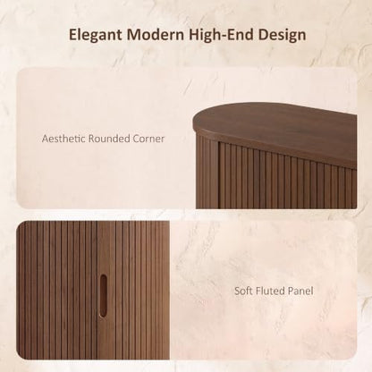 71" Fluted Sideboard Buffet Cabinet with Sliding Doors, Walnut, view 5