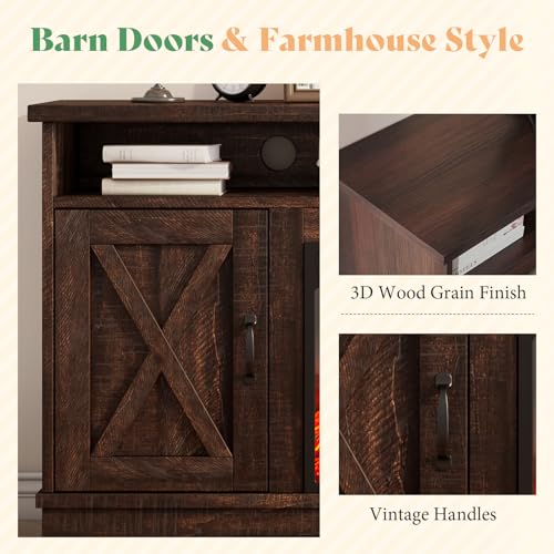 63" Farmhouse Fireplace TV Stand with 26" Electric Fireplace, view 5