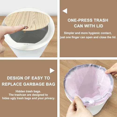 Small Trash Can with Lid Snails Seamless Summer Nursery Colorful Trending Colors Hand 1.8 Gallon/7L Garbage Can Waste Bin with Press Top Lid Legs Waste Basket for Bathroom Kitchen Bedroom