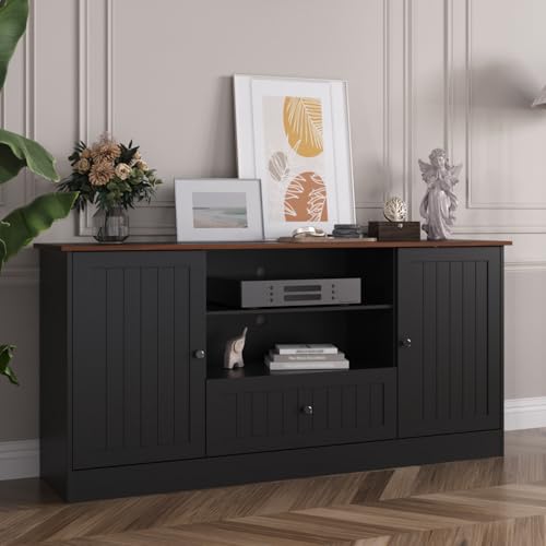 63 in Farmhouse TV Stand with Door for TVs up to 70", Black, view 6
