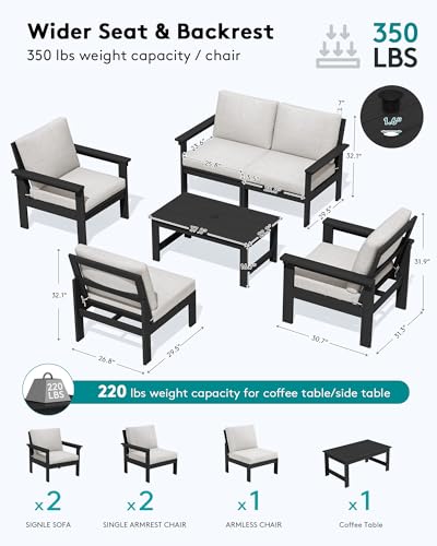 HDPE Outdoor Patio Furniture Set with Coffee Table
