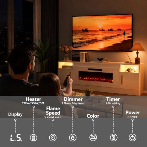 Fireplace TV Stand with 40’’ Electric Fireplace, view 4