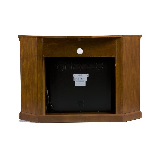 Claremont Convertible Corner Electric Fireplace Media Stand with Storage, Brown Mahogany