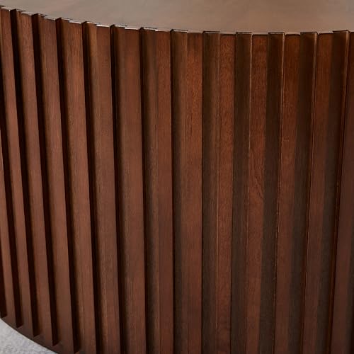 Round Wood Coffee Table Set of 2, Handcraft Drum Side Table End Table for Living Room, Modern Circle Wooden Coffee Table Set for Small Space, No Need Assembly(Espresso,31x31x16 in)