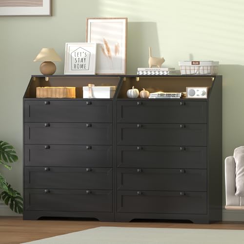 Black Dresser Tall 5 Drawer Dresser for Bedroom, view 3