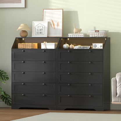 Black Dresser Tall 5 Drawer Dresser for Bedroom, view 3