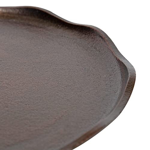 Alessia Modern Round Metal Side Table; 15 x 15 x 22; Bronze; Decorative Glam Cast Aluminum End Table with Deckled Edge for Bedroom Nightstand or Living Room Accent