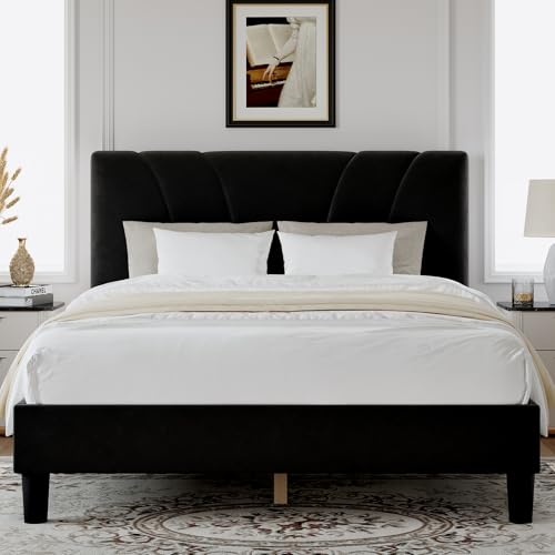 Queen Bed Frame, Queen Size Bed Frame with Wooden Slats Support, view 2