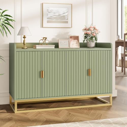 47" Fluted Sideboard with Storage Cabinet, Adjustable Shelf, Green, view 2