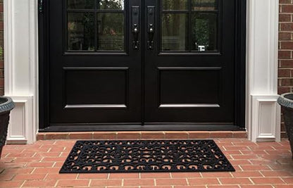 8-LB Heavy Duty Rubber Doormat 18"×48" - Won't Blow Away | Outside Front Door Mat, Mud Dirt Scraper, Non-Slip Drainage Mat for Entryway Patio Garage, All-Weather, 100% Rubber