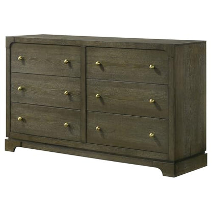 Dark 6 Drawer Dresser Cabinet