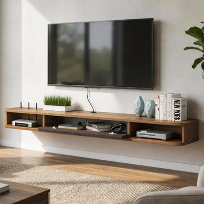 Floating TV Stand, 55''Wall Mounted TV Shelf TV Console, view 4