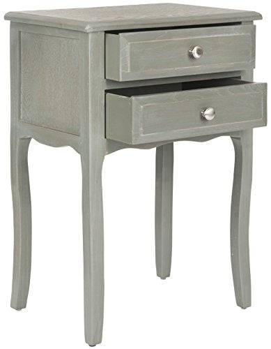 SAFAVIEH Furniture - Lori 2-Drawer End Table - Ash Grey - Solid Wood - Farmhouse Classic Design - Ideal for Living Room, Entryway, Home Office, 18.1" W x 13" D x 26.8" H - Fully Assembled (AMH6576B)