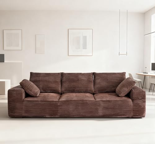 104.3“ Modular Sectional Cloud Couch, Boneless Couches for Living Room, 3 Seater Modern Lounge Couch, No Assembly Required, Brown