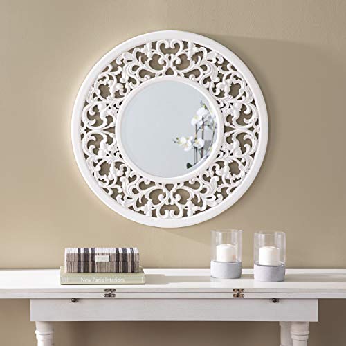Kinior Decorative Wall Mirror - Transitional Design, White Finish - Fully Assembled - Ideal for Bathroom, Entryway (WS1092317)
