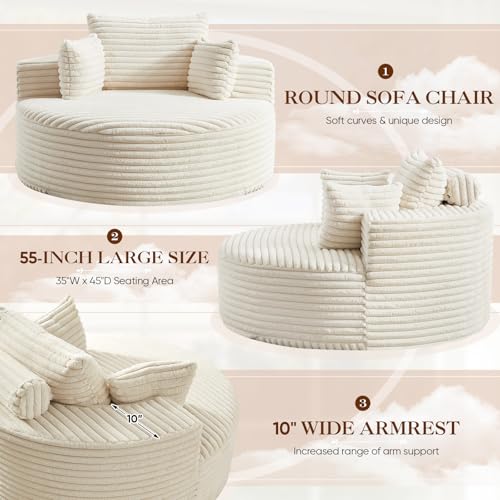 Oversized Round Chaise Longue Chair Indoor, view 6