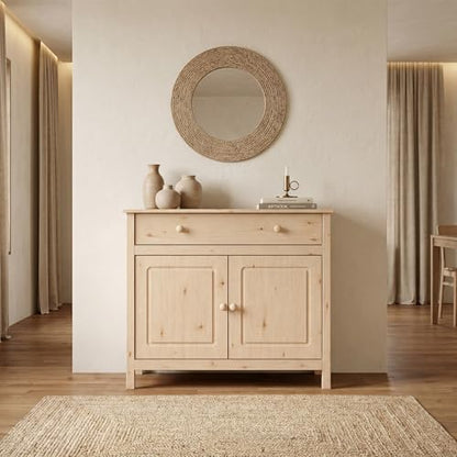 44" Wide Solid Pine Shaker Sideboard Buffet Cabinet — 2 Doors with Adjustable, view 8
