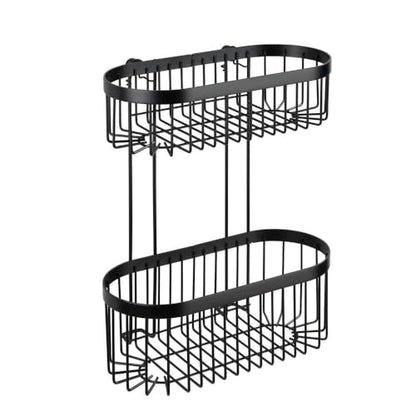 Classic Plus Black Steel Wall Shelf with Hooks, 35 x 10.5 x 12.5 cm, Black, 26,5 x 33 x 14,5 cm