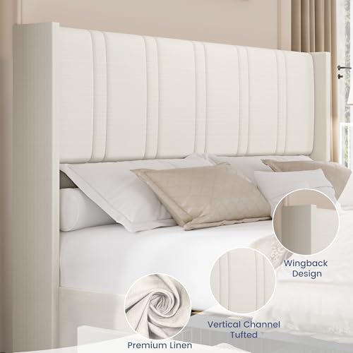 King Size Storage Platform Bed Frame, White, view 5