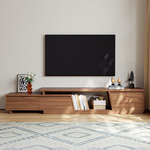 Extendable TV Stand for 65-110" TVs, Modern Media Console, Walnut Brown, view 4