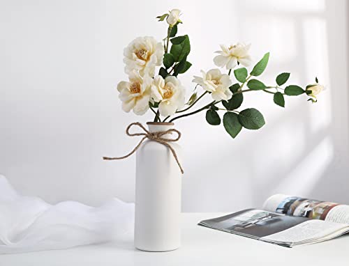 Modern Farmhouse Decor - Set of 3 White Vases, Decorative Centerpiece Accent, Ceramic Tabletop Decor for Farmhouse Living Room