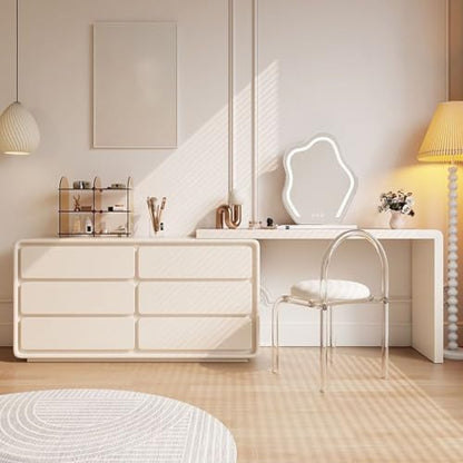 Vanity Desk Cream Style Solid Wood Dressing Table, Bedroom, Single Storage Cabinet Table for Bedroom