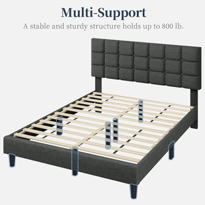 Yaheetech Queen Size Upholstered Tufted Bed Frame with Headboard, view 7