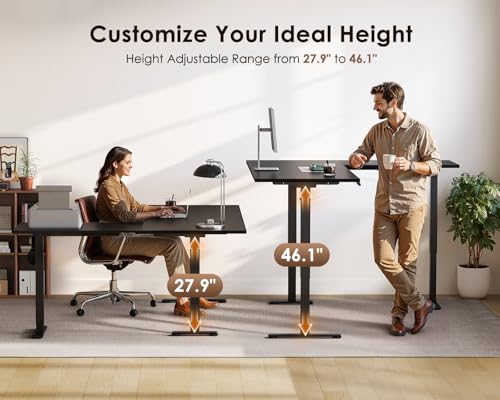 63 Inch Reversible L Shaped Electric Standing Desk, Black, view 6