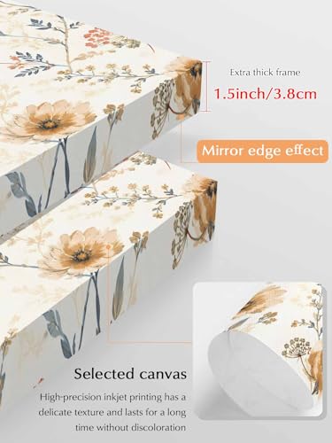 NuYeBiofx Country Floral Ombre Herb Canvas Wall Art Prints,48"x32" Framed Picture Artwork Retro Blossom Flower Printed Canvas Oil Painting for Living Room Bedroom Office,Ready to Hang