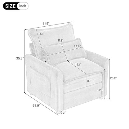 3-Piece Living Room Furniture Set with 3-Seater Sofa, Loveseat and Accent Chair, Side Storage Pocket, Grey
