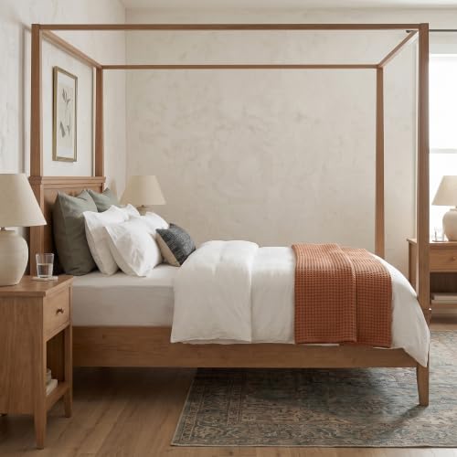 Rustic Farmhouse King Size 4-Poster Canopy Platform Bed with Headboard, view 5