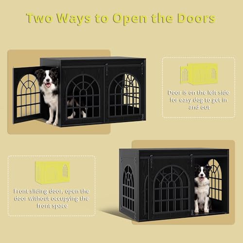 45.1" Dog Crate Furniture with Sliding Barn Door, view 4