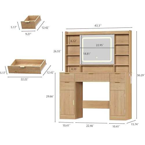 Makeup Vanity Desk with Mirror, view 3