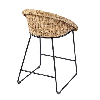 Landrine Water Hyacinth Counter Stools - 2 Piece Set - Bohemian Design, Natural Rattan - Easy Assembly - Ideal for Kitchen, Dining Room (BC1130831)